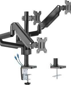 Twisted Minds Triple Monitor Arm, 17"-32", Full Motion Adjustable, Aluminum Desk Mount, USB 3.0, VESA, C-Clamp/Grommet, Cable Management