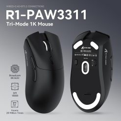 ATTACK SHARK R1 Black Wireless Gaming Mouse with tri-mode connectivity