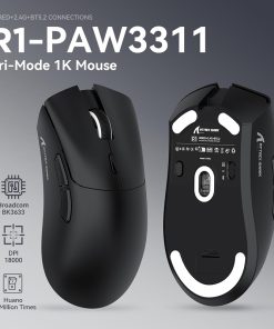 ATTACK SHARK R1 Black Wireless Gaming Mouse with tri-mode connectivity