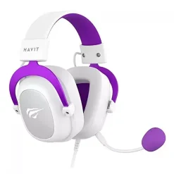 Alternative view of Havit H2002D Wired Gaming Headset – White and Purple