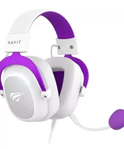 Alternative view of Havit H2002D Wired Gaming Headset – White and Purple