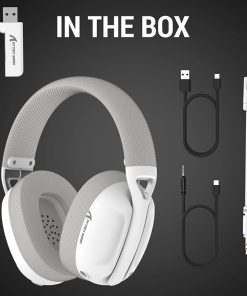 Alternative view of ATTACK SHARK L80 Wireless Gaming Headset, 50H Battery, Noise-Canceling Mic, 2.4GHz USB & Bluetooth 5.2 – White