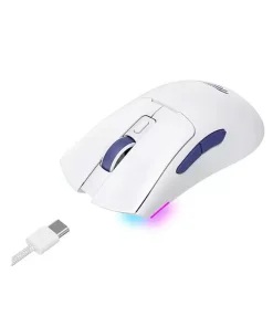 HAVIT White & Blue Wireless Gaming Mouse with quad-mode connectivity