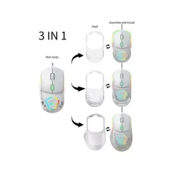 HAVIT RGB 3-in-1 White Wired Gaming Mouse with 12800DPI sensor