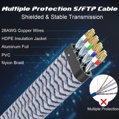 Alternative view of Cat 8 Ethernet Cable – 40Gbps, 2000MHz, Heavy Duty Braided Shielded RJ45 LAN Cable for Gaming, PS4/PS5, High-Speed Network & Streaming