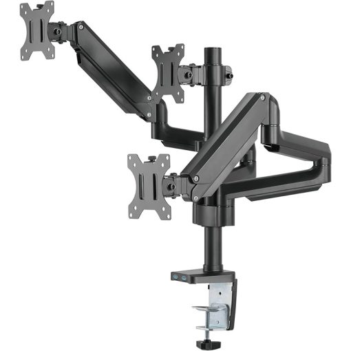 Twisted Minds Triple Monitor Arm, 17"-32", Full Motion Adjustable, Aluminum Desk Mount, USB 3.0, VESA, C-Clamp/Grommet, Cable Management - Image 2