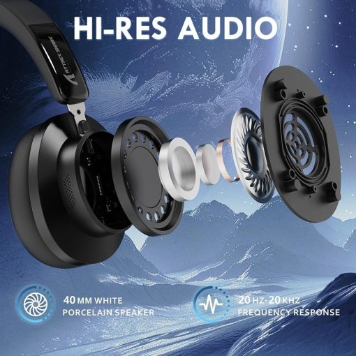 ATTACK SHARK G500 Wireless Over-Ear Headphones, Noise Canceling, BT 5.3, 20H Playtime – Black - Image 3
