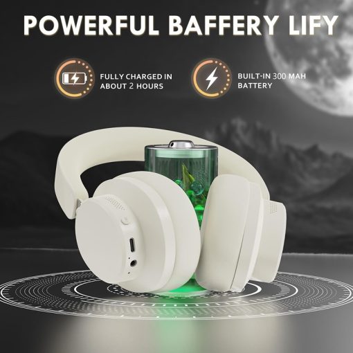 ATTACK SHARK G500 Wireless Over-Ear Headphones, Noise Canceling, BT 5.3, 20H Playtime – Beige - Image 3