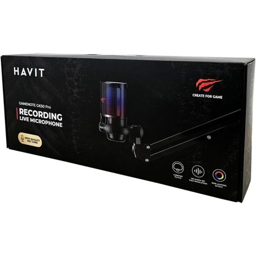 Havit Gamenote GK50 PRO RGB Gaming Microphone with Desk Stand – Professional Gamer Publisher - Image 3