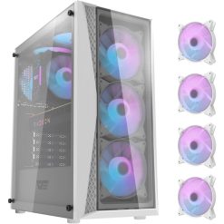 Darkflash DK352 PLUS Luxury ATX/MATX/ITX Gaming PC Case With, Pre-Installed 4 * 120MM ARGB Fans, Transparent Glass Front Panel, USB 3.0 Computer Case Support 360mm Radiator, Computer Case - White