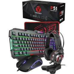 Fantech P51 5-in-1 Gaming Combo with RGB Keyboard, Mouse, Headset, Mousepad & Stand – Black