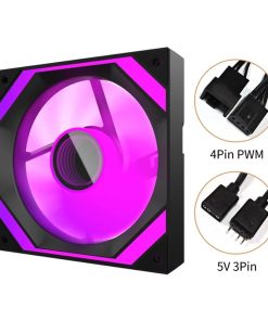 Aigo AIR12 120mm ARGB Computer Case Fan with 4-Pin PWM Control - Black (Reverse)