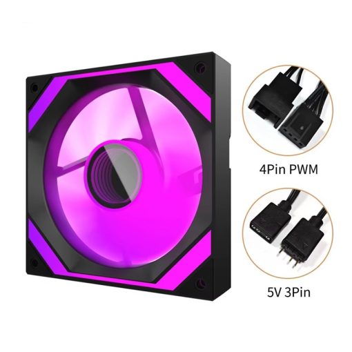 Aigo AIR12 120mm ARGB Computer Case Fan with 4-Pin PWM Control - Black (Reverse)