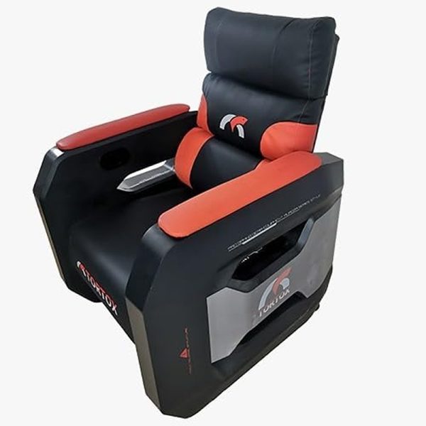 Tortox GS300 Gaming Sofa with 135° Recliner, Movable Casters, Breathable PVC Leather, Metal Frame - Black/Red