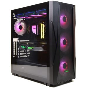 Xander Velox Mid-Tower Gaming Case with E-ATX Support, 4x ARGB Fans, 600W PSU, Tempered Glass Panels - Black