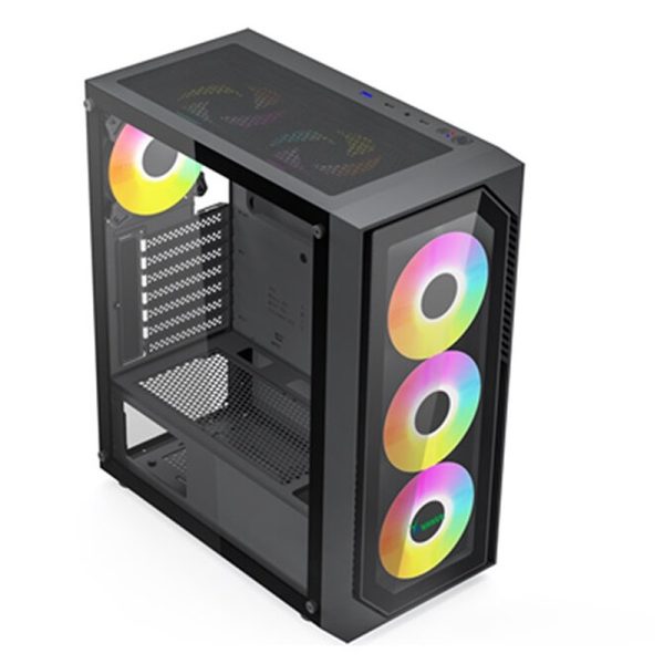 Xander Velox II TG Mid Tower ATX Case – Black, Tempered Glass, High-Airflow Design