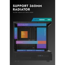 Alternative view of Darkflash DPX90 ATX/M-ATX/M-ITX Gaming Pc case With 3 ARGB Fans, 270 Panoramic Pillarless Design, Tempered Glass Panels, Supports 360mm Radiators, USB Type-C Included Gaming Case (Black)