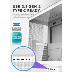 Alternative view of Darkflash DPX90 ATX/M-ATX/M-ITX Gaming Pc case With 3 ARGB Fans, 270 Panoramic Pillarless Design, Tempered Glass Panels, Supports 360mm Radiators, USB Type-C Included Gaming Case (White)