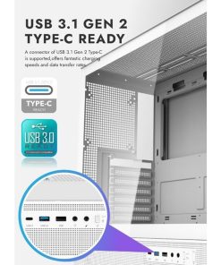 Alternative view of Darkflash DPX90 ATX/M-ATX/M-ITX Gaming Pc case With 3 ARGB Fans, 270 Panoramic Pillarless Design, Tempered Glass Panels, Supports 360mm Radiators, USB Type-C Included Gaming Case (White)