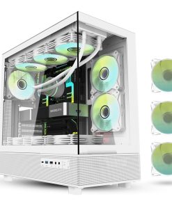 Darkflash DPX90 ATX/M-ATX/M-ITX Gaming Pc case With 3 ARGB Fans, 270 Panoramic Pillarless Design, Tempered Glass Panels, Supports 360mm Radiators, USB Type-C Included Gaming Case (White)