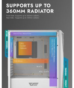 Alternative view of Darkflash DK352 PLUS Luxury ATX/MATX/ITX Gaming PC Case With, Pre-Installed 4 * 120MM ARGB Fans, Transparent Glass Front Panel, USB 3.0 Computer Case Support 360mm Radiator, Computer Case - White