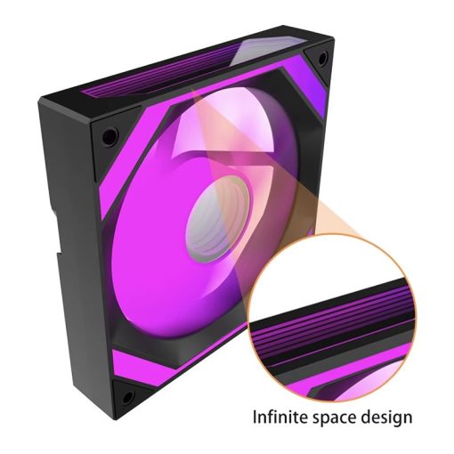 Aigo AIR12 120mm ARGB Computer Case Fan with 4-Pin PWM Control - Black (Reverse) - Image 3