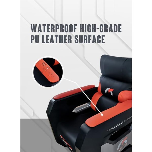 Tortox GS300 Gaming Sofa with 135° Recliner, Movable Casters, Breathable PVC Leather, Metal Frame - Black/Red - Image 2