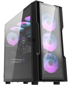 DarkFlash DK431 EATX PC Case Side View with 4x ARGB Fans