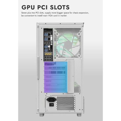 Darkflash DPX90 ATX/M-ATX/M-ITX Gaming Pc case With 3 ARGB Fans, 270 Panoramic Pillarless Design, Tempered Glass Panels, Supports 360mm Radiators, USB Type-C Included Gaming Case (White) - Image 3