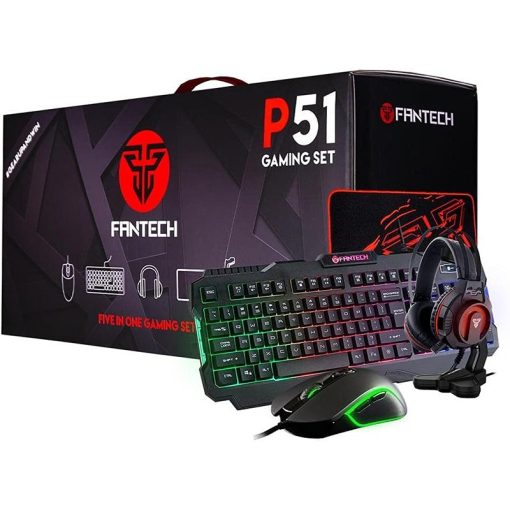 Fantech P51 5-in-1 Gaming Combo with RGB Keyboard, Mouse, Headset, Mousepad & Stand – Black - Image 3