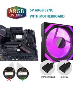 Alternative view of Aigo AIR12 120mm ARGB Computer Case Fan with 4-Pin PWM Control - Black (Reverse)