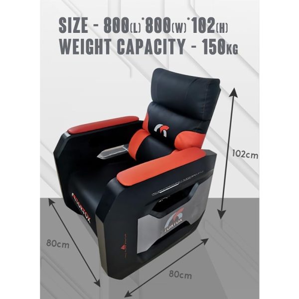 Tortox GS300 Gaming Sofa with 135° Recliner, Movable Casters, Breathable PVC Leather, Metal Frame - Black/Red - Image 3