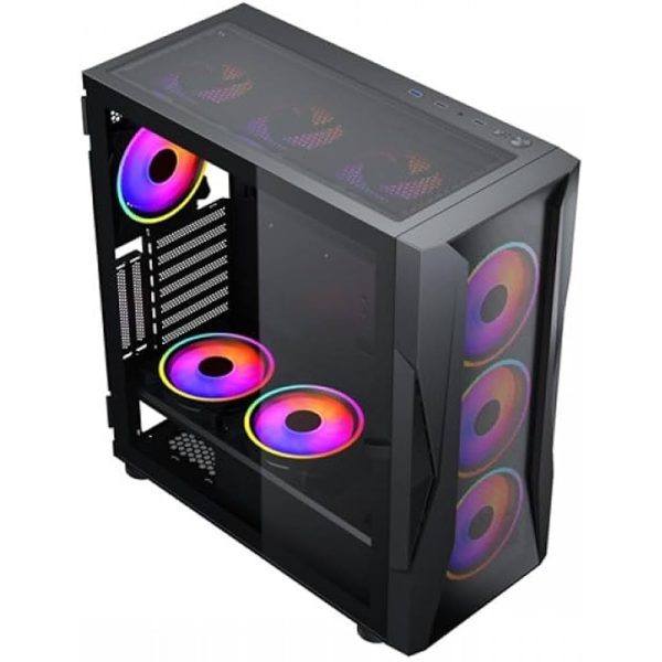 Xander Velox Mid-Tower Gaming Case with E-ATX Support, 4x ARGB Fans, 600W PSU, Tempered Glass Panels - Black - Image 3