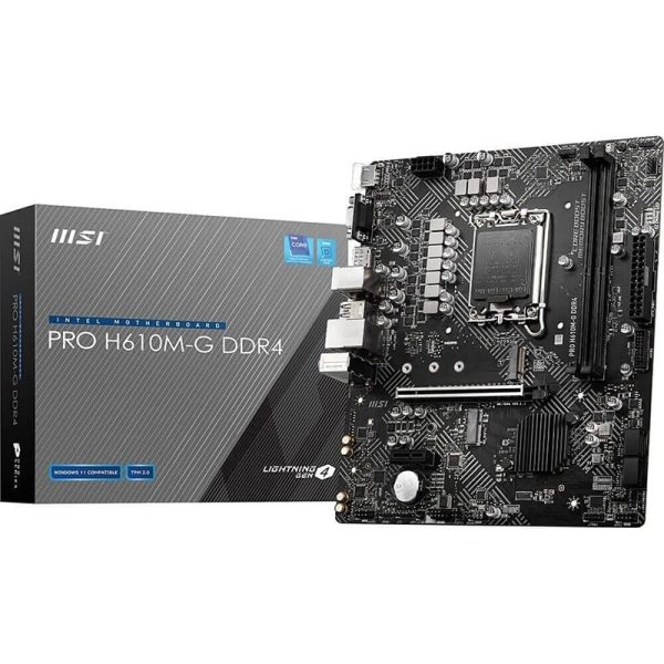 MSI PRO H610M-G DDR4 Micro-ATX Motherboard – LGA 1700 Socket, 12th–14th Gen Intel Support, PCIe 4.0, M.2, USB 3.2, 1Gb LAN