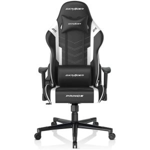 DXRacer P Series Ergonomic Gaming Chair Black/White – Adjustable Armrests, Lumbar & Neck Support, PU Leather, Model GC-P132-NW-F2-158