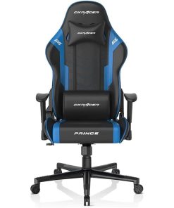 DXRacer Prince Series Black and Blue Gaming Chair with PU Leather