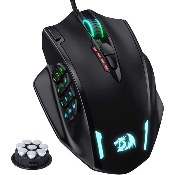 Redragon M908 Impact RGB Wired MMO Gaming Mouse – 20 Programmable Buttons, 12400 DPI Optical Sensor, High Precision RGB LED Backlit