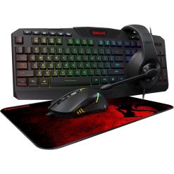 Redragon S101-BA-2 4-in-1 Gaming Combo – RGB Keyboard, Gaming Headset with Mic, Optical Mouse & Mouse Pad Set for PC Gamers – Black