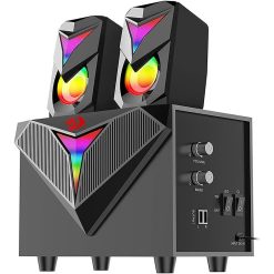 Redragon GS700 Toccata 2.1 RGB Computer Speaker System – Wired Subwoofer with Dual Satellite Speakers, Dynamic RGB Lighting, USB Powered – RED-GS700