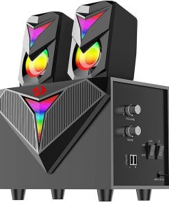Redragon GS700 Toccata 2.1 RGB Computer Speaker System – Wired Subwoofer with Dual Satellite Speakers, Dynamic RGB Lighting, USB Powered – RED-GS700