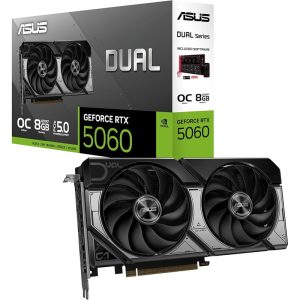 ASUS Dual GeForce RTX 5060 OC Edition Graphics Card – 8GB GDDR7, PCIe 5.0, DLSS 4, HDMI 2.1b, DisplayPort 2.1b