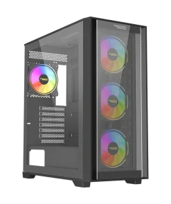 Twisted Minds Storm Rider 04 Mid Tower Gaming Case – Tempered Glass Side Panel, Efficient Airflow, ATX Support, Model TM-CT200-B – Black