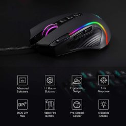 Redragon M612 Predator Black RGB Wired Gaming Mouse with 11 buttons