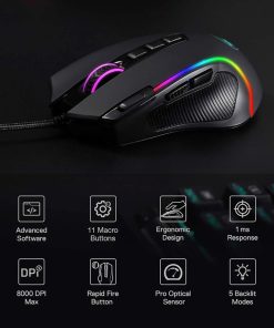 Redragon M612 Predator Black RGB Wired Gaming Mouse with 11 buttons