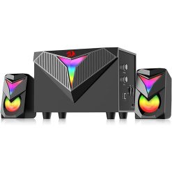 Alternative view of Redragon GS700 Toccata 2.1 RGB Computer Speaker System – Wired Subwoofer with Dual Satellite Speakers, Dynamic RGB Lighting, USB Powered – RED-GS700