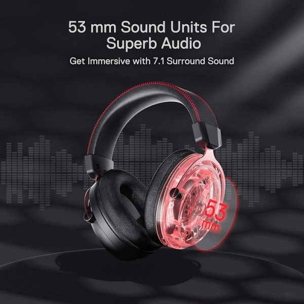 Redragon H386 Diomedes Wired Gaming Headset – 7.1 Surround Sound, 53mm Drivers, Detachable Microphone, USB & 3.5mm AUX for PC, PS4, Xbox, Nintendo Switch - Image 2