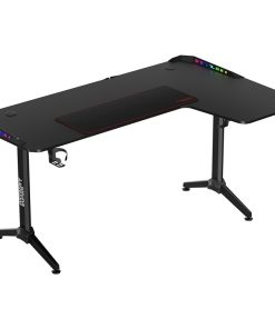 L-shaped gaming desk with cable organizer