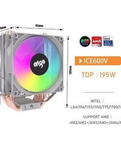 Aigo ICE600V CPU Cooler mounted in PC with RGB lighting