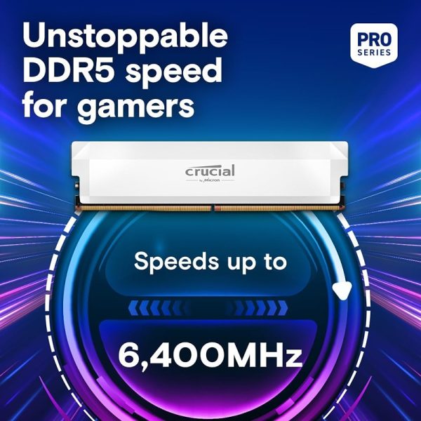 Crucial Pro DDR5 32GB (2x16GB) 6400MHz CL38 – Overclocking Gaming RAM, Intel XMP 3.0 / AMD EXPO, White - Image 2