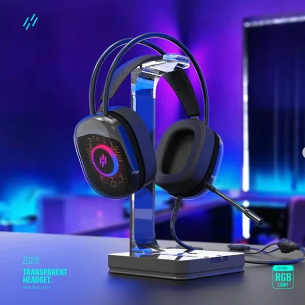 Heatz Wired Gaming Headset ZG28 Transparent - Black - Image 2